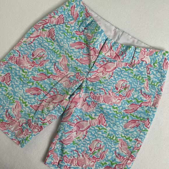 Lilly Pulitzer Women's Size 0 The Chipper Short Blue / Pink Lobsters 70121 - Picture 1 of 8